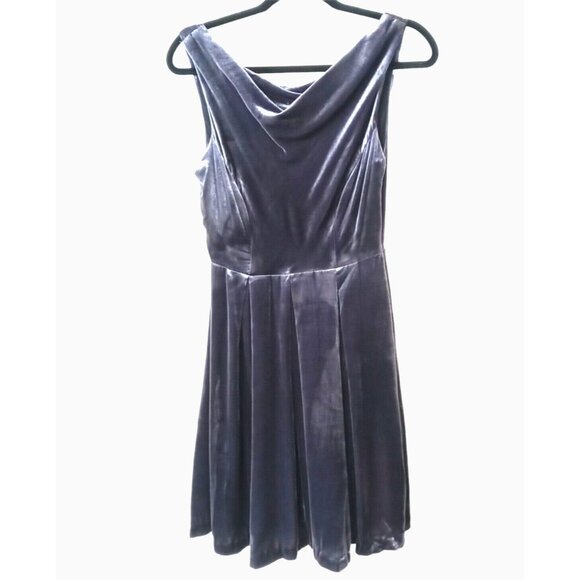 Anthropologie Eva Franco Velvet Dress Size 2 Gray - Picture 6 of 10